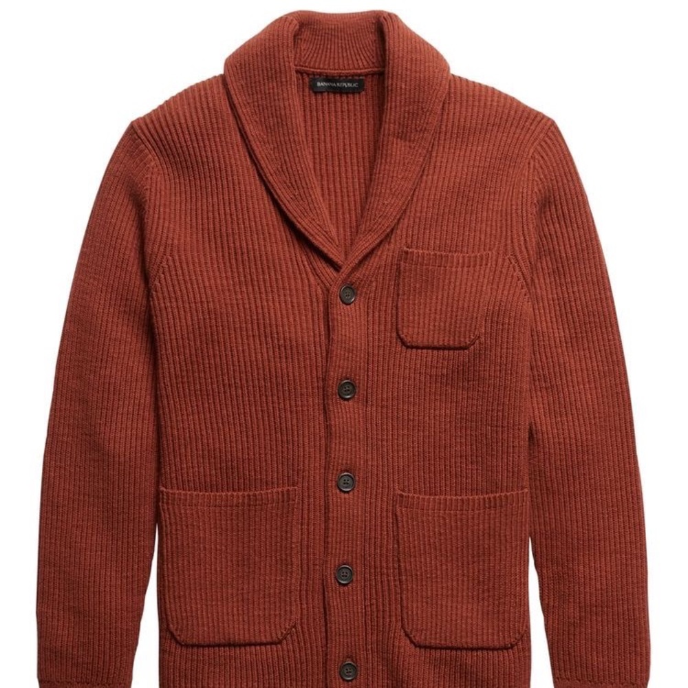 Banana Republic Supima Cotton Shawl-Collar Cardigan Sweater, in Rich Orange